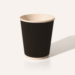 25 12oz Kraft Black Ripple Double Wall Paper Cups - Recyclable