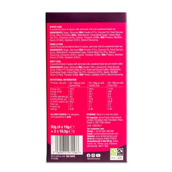 Drink Me Chai Spiced Chai Latte Sachets - Pack of 30 Single Serve Sticks