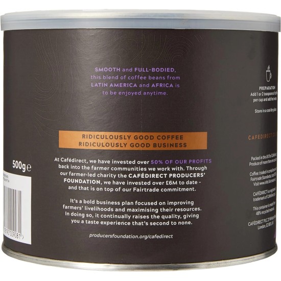 Cafe Direct Fairtrade Freeze Dried Instant Coffee (500g tin)