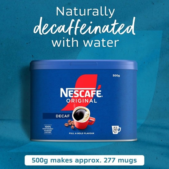 Nescafe Decaf Instant Coffee Granules (500g tin) - 277 Cups