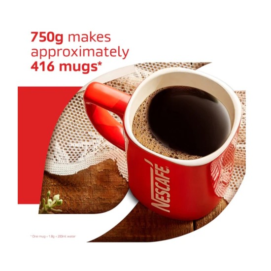 Nescafe Original Instant Coffee Granules (750g tin) - 416 Cups