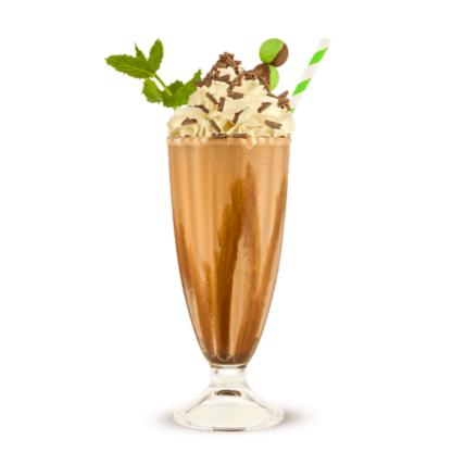 Shmoo chocolate mint milkshake in a glass