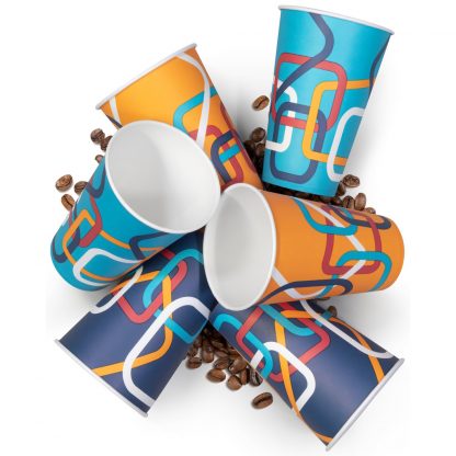 Amalfi vending paper cups from above with coffee beans